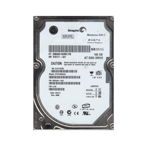 ST9100822A Seagate Momentus 100GB 4200RPM IDE/ATA-100 2.5-inch 8MB Cache Hard Drive