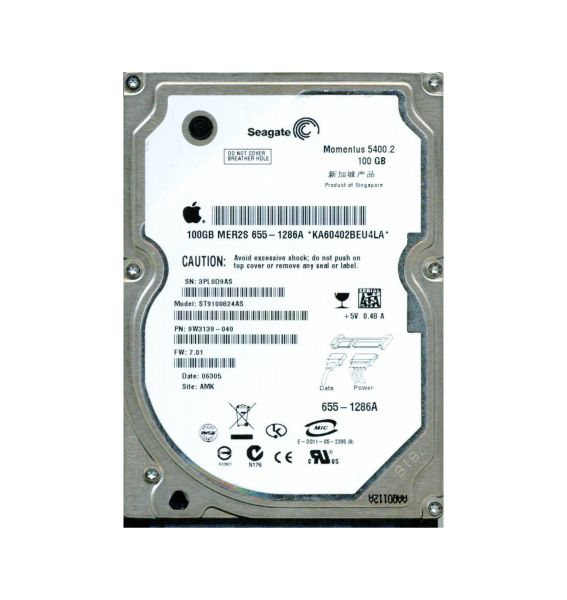 ST9100824AS Seagate Momentus 100GB 5400RPM SATA 1.5Gb/s 8MB Cache 2.5-inch Laptop Hard Drive