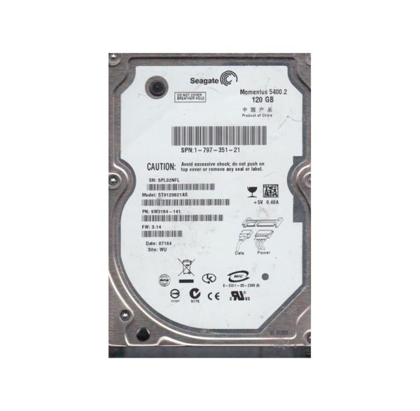 ST9120821AS Seagate Momentus 120GB 5400RPM SATA Laptop 8MB Cache 2.5-inch Ultra- Slim Line Hard Drive