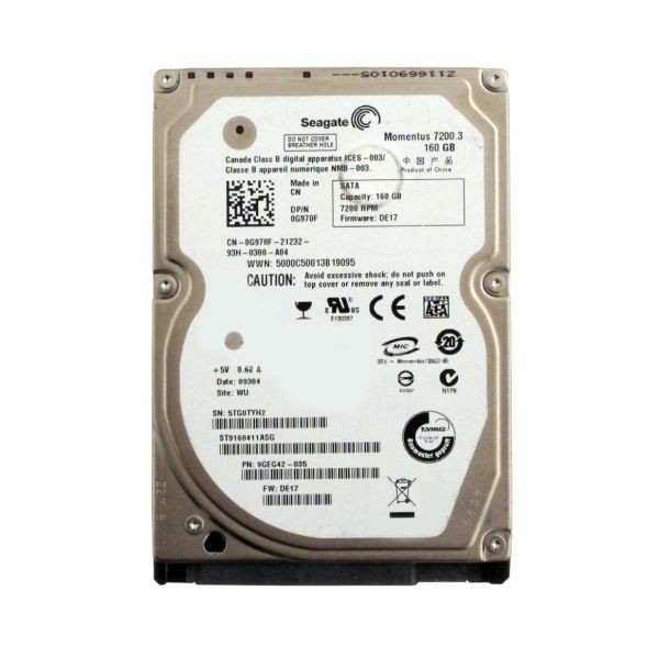ST9160411ASG Seagate 160GB 7200RPM SATA 2.5-inch Laptop Hard Drive