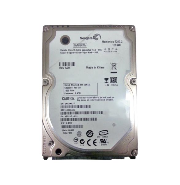 ST9160823ASG Seagate Momentus 160GB 7200RPM SATA 3Gb/s 8MB Cache 2.5-inch Hard Drive