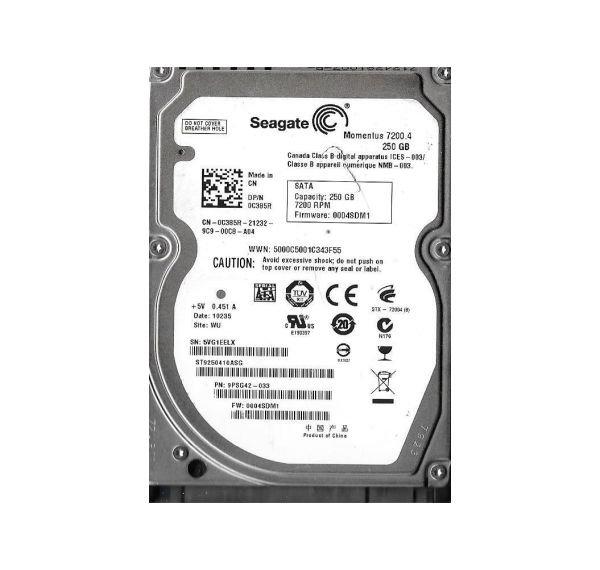 ST9250410ASG Seagate 250GB 7200RPM SATA 2.5-inch Laptop Hard Drive