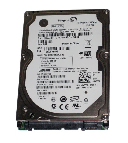ST9250827AS Seagate Momentus 250GB 5400RPM SATA 3Gb/s NCQ 8MB Cache 2.5-inch Hard Drive