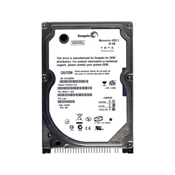 ST9402112A Seagate Momentus 40GB 2.5-inch Hard Drive ATA-100 4200RPM 8MB Cache