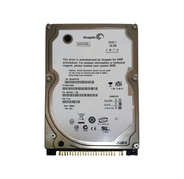 ST940813AM Seagate EE25 40GB 2.5-inch Hard Drive OEM ATA-100 5400RPM 8MB Cache