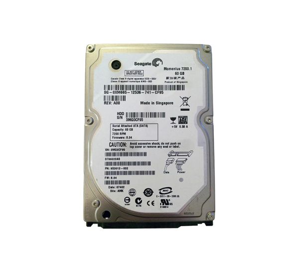 ST96023AS Seagate Momentus 60GB 7200RPM SATA 2.5-inch 9.5MM HIGH 8MB Cache Hard Drive