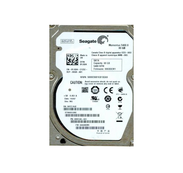 ST980313AS Seagate 80GB 5400RPM SATA 2.5-inch Laptop Hard Drive