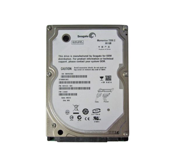 ST980813AS Seagate Momentus 80GB 7200RPM SATA 2.5-inch 8MB Cache Laptop Hard Drive
