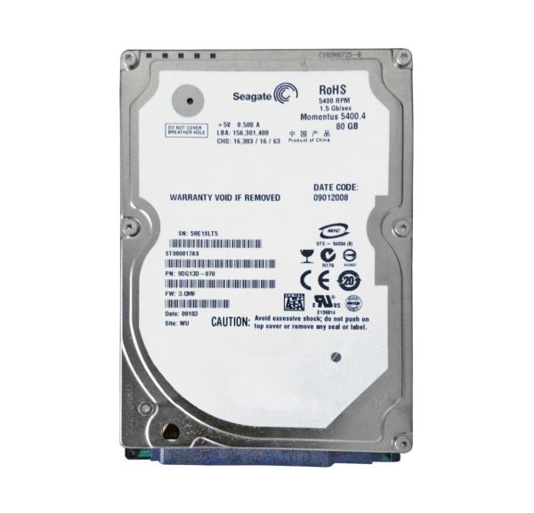 ST980817AS Seagate 80GB 5400RPM SATA 2.5-inch Hard Drive