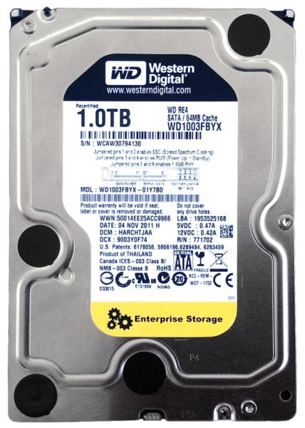 WD1003FBYX-01Y7B0 Western Digital RE4 1TB 7200RPM SATA 3Gb/s 64MB Cache 3.5-inch Hard Drive