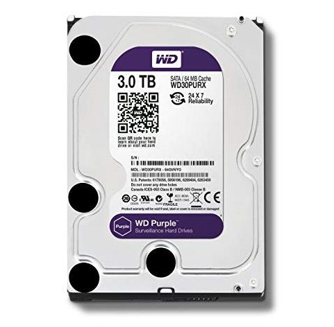 WD30PURX Western Digital Purple 3TB 5400RPM SATA 6Gb/s 64MB Cache 3.5-inch Surveillance Hard Drive