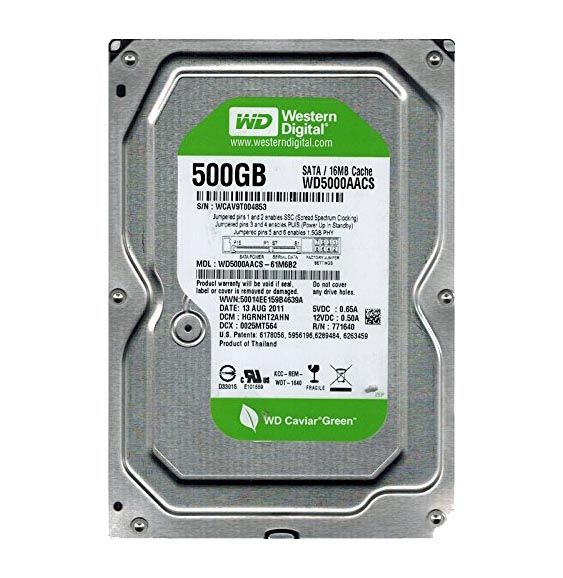 WD5000AACS Western Digital Caviar Green 500GB 7200RPM SATA 3Gb/s 7-Pin 16MB Cache 3.5-inch Hard Drive