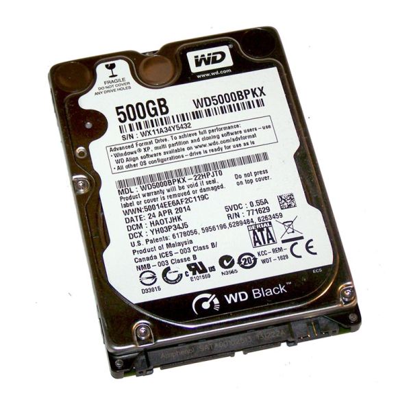 WD5000BPKX Western Digital Black 500GB 7200RPM SATA 6Gb/s 16MB Cache 2.5-inch Hard Drive