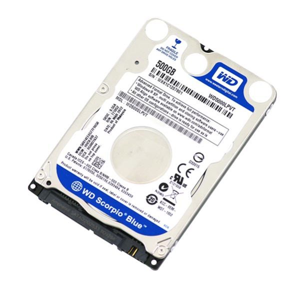 WD5000LPVT Western Digital Scorpio Blue 500GB 5400RPM SATA 3Gb/s 8MB Cache 2.5-inch Hard Drive
