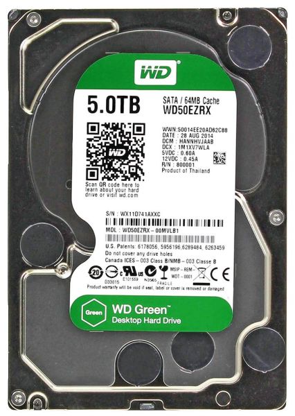 WD50EZRX Western Digital Green 5TB 5400RPM SATA 6GB/s 64MB Cache 3.5-inch Hard Drive