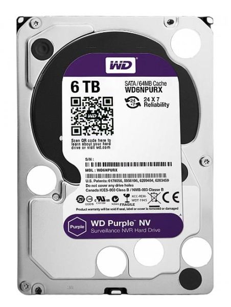 WD6NPURX Western Digital Purple NV 6TB 5400RPM SATA 6Gb/s 64MB Cache 3.5-inch Surveillance Hard Drive