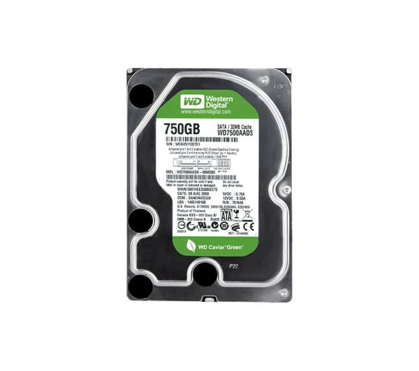 WD7500AADS Western Digital Caviar Green 750GB 7200RPM SATA 3Gb/s 7-Pin 32MB Cache 3.5-inch Hard Drive