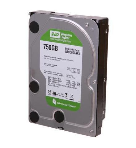 WD7500AARX Western Digital Caviar Green 750GB 5400RPM SATA 6Gb/s 64MB Cache 3.5-inch Hard Drive