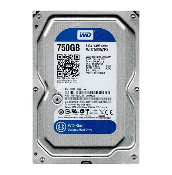 WD7500AZEX Western Digital Caviar Blue 750GB 7200RPM SATA 6Gb/s 64MB Cache 3.5-inch Hard Drive