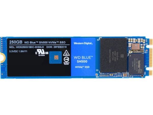 WDS250G1B0C Western Digital Blue SN500 250GB Triple-Level Cell PCI Express NVMe 3.0 x2 3D NAND M.2 2280 Solid State Drive