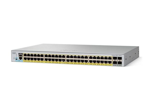 WS-C2960L-48PQ-LL Cisco Catalyst 2960-L Series PoE+ 48 x Ports 10/100/1000Base-T + 4 x Gigabit SFP Layer 4 Managed Rack-Mountable Gigabit Ethernet Network Switch