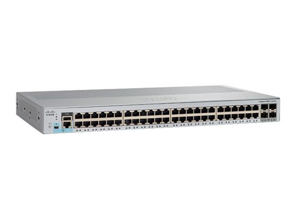WS-C2960L-48TQ-LL Cisco Catalyst 2960-L Series 48 x Ports 10/100/1000Base-T + 4 x Gigabit SFP Layer 4 Managed Rack-Mountable Gigabit Ethernet Network Switch