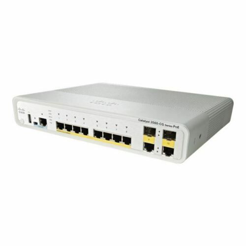 WS-C3560CG-8PC-S Cisco Catalyst PoE RJ-45 8 x Ports 10/100/1000Base-TX + 2 x combo Gigabit SFP Gigabit SFP managed desktop Gigabit Ethernet Switch