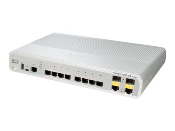 WS-C3560CG-8TC-S Cisco Catalyst 3560-C Series 3560CG-8TC 8 x Ports 1000Base-T + 2 x SFP Ports + 2 x Copper SFP Ports Layer 3 Managed 1U Rack-mountable Gigabit Ethernet Network Switch