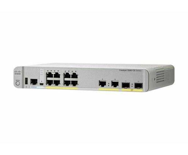 WS-C3560CX-8PT-S Cisco One Catalyst 3560CX-8PT-S PoE+ RJ-45 8 x Ports 10/100/1000Base-T + 1G Uplinks Layer 2 Managed Rack Mountable Gigabit Ethernet Switch