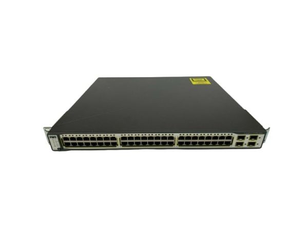 WS-C3750G-48TS-S Cisco Catalyst 3750 48-Ports 48 x 10/100/1000Base-T + 4 x SFP Layer 3 Managed 1U Rack Mountable Stackable Gigabit Ethernet Network Switch