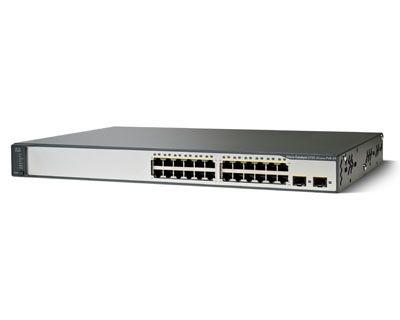 WS-C3750V2-24PS-S Cisco Catalyst 3750V2 Series C3750V2-24P 24 x RJ-45 Ports PoE+ 10/100Base-TX + 2 x SFP Ports Layer 3 Managed Rack-mountable Fast Ethernet Network Switch