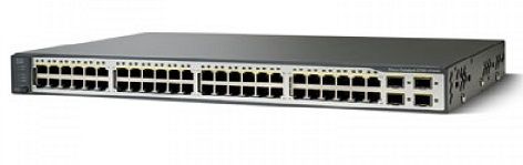WS-C3750V2-48TS-S Cisco Catalyst 3750V2 Series C3750V2-48T 48 x RJ-45 Ports 10/100Base-TX + 4 x SFP Ports Layer 3 Managed Rack-mountable Fast Ethernet Network Switch
