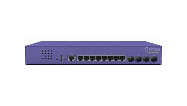 X435-8P-2T-W Extreme Networks X435 8-port Switch with 2 x 802.3bt Type 4 uplink ports