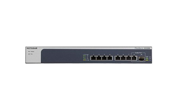 XS508M Netgear XS508M 7 x 10-Gig/Multi-Gig Copper Ports 10GBase-X + 1 x 10G/1G SFP+ and Copper combo Ports Layer 3 Mananged Gigabit Ethernet Network Switch