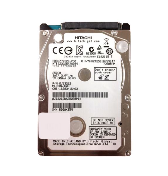 Z7K320-250 Hitachi Travelstar Z7K320 250GB 16MB Cache 7200RPM SATA 3GB/s 2.5-inch Hard Disk Drive